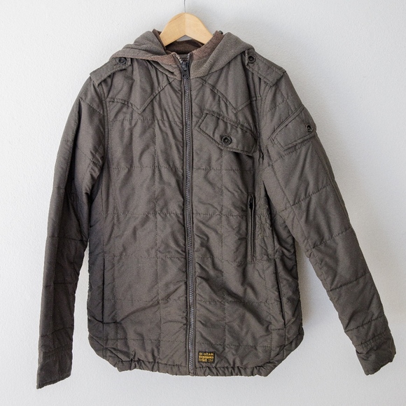 G-Star Raw Quilted Hooded Olive Jacket - Picture 1 of 7